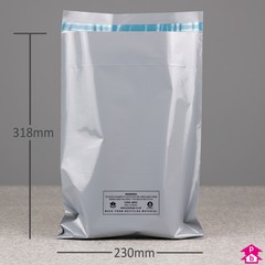 100% Recycled Mailing Bag - 230mm wide x 318mm length, 55 micron thickness. (Large Letter A4).