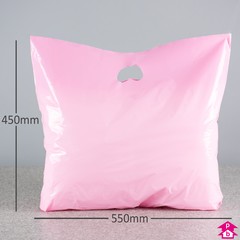 Baby Pink Carrier Bag - Large - 550mm wide x 450mm high x 55 micron thickness, 75mm bottom gusset