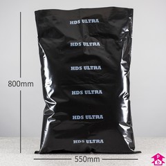 Black Builders' Sack - Heavy Duty Polymax (550mm wide x 800mm long, 150 micron thickness. (Approx 50 litres, LDPE 32kg))
