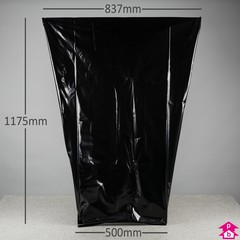 Black Compactor Sack - Heavy Duty (500mm opening to 837mm wide x 1175mm long, 50 micron thickness. (Approx 150 litres))