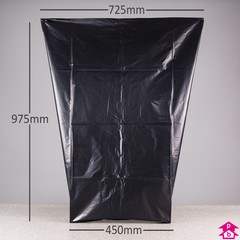 Black Dustbin Bag - Extra Long - 450mm opening to 725mm wide x 975mm long, 30 micron thickness. (Approx 90 litres)