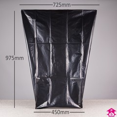 Black Dustbin Bag - Extra Long (450mm opening to 725mm wide x 975mm long, 40 micron thickness. (Approx 90 litres))