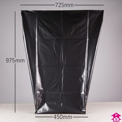 Black Dustbin Bag - Heavy Duty & Extra Long (450mm opening to 725mm wide x 975mm long, 56 micron thickness. (Approx 90 litres))