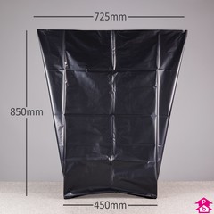 Black Dustbin Bag - Heavy Duty - 450mm opening to 725mm wide x 850mm long, 56 micron thickness. (Approx 75 litres)