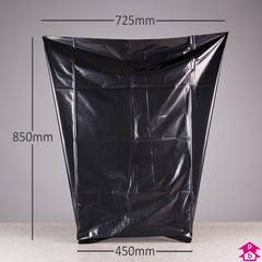 Black Dustbin Bag - Light Duty - 450mm opening to 725mm wide x 850mm long, 30 micron thickness. (Approx 75 litres)
