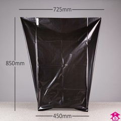 Black Dustbin Bag - Medium Duty - 450mm opening to 725mm wide x 850mm long, 40 micron thickness. (Approx 75 litres)