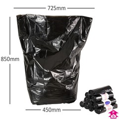 Black Dustbin Bag - Medium Duty - 450mm opening to 725mm wide x 850mm long, 35 micron thickness. (Approx 75 litres)