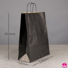 Black Paper Carrier Bag - Large (320mm wide x 140mm gusset x 420mm high)