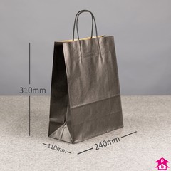 Black Paper Carrier Bag - Medium (240mm wide x 110mm gusset x 310mm high)