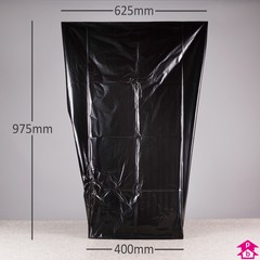 Black Refuse Sack - Extra Long (400mm opening to 625mm wide x 975mm long, 30 micron thickness. (Approx 80 litres))
