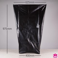 Black Refuse Sack - Extra Long (400mm opening to 625mm wide x 975mm long, 40 micron thickness. (Approx 80 litres))