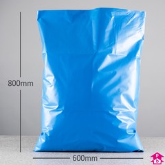 Blue Builders' Sack - Heavy Duty - 600mm wide x 800mm long, 130 micron thickness. (Approx 50 litres, MDPE 27kg)