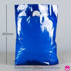 Blue Carrier Bag - Medium - 375mm wide x 450mm high x 55 micron thickness, 75mm bottom gusset