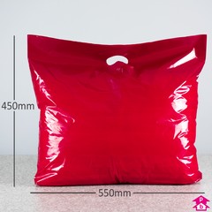 Burgundy Carrier Bag - Large - 550mm wide x 450mm high x 55 micron thickness, 75mm bottom gusset