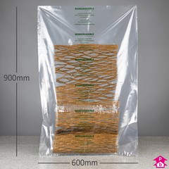 Clear Biodegradable Bag (30% Recycled) (600mm x 900mm x 40 micron (24" x 36" x 160 gauge))