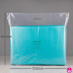 Clear Biodegradable Carrier Bag - 30% Recycled (550mm wide x 450mm high x 50 micron thickness, with 100mm bottom gusset)