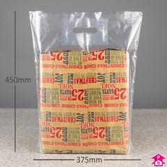 Clear Carrier Bag - Medium (375mm wide x 450mm high x 30 micron thickness, 75mm bottom gusset)