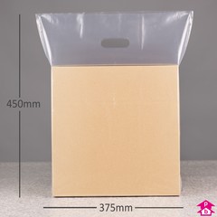 Clear Carrier Bag - Medium (375mm wide x 450mm high x 55 micron thickness, 75mm bottom gusset)