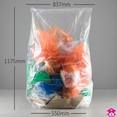 Clear Compactor Sack - Heavy Duty (550mm opening to 837mm wide x 1175mm long, 72 micron thickness. (Approx 150 litres))