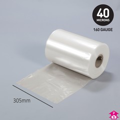 Clear Polythene Layflat Tubing (30% Recycled) (12" (305mm) wide x 532 metres long, 160 gauge thickness. (12 Kg per roll))