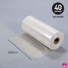 Clear Polythene Layflat Tubing (30% Recycled) (20" (508mm) wide x 480 metres long, 160 gauge thickness. (18 Kg per roll))