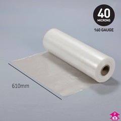 Clear Polythene Layflat Tubing (30% Recycled) (24" (610mm) wide x 400 metres long, 160 gauge thickness. (18 Kg per roll))