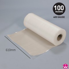 Clear Polythene Layflat Tubing (30% Recycled) (24" (610mm) wide x 160 metres long, 400 gauge thickness. (18 Kg per roll))