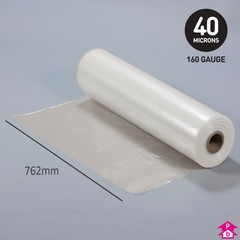 Clear Polythene Layflat Tubing (30% Recycled) (30" (762mm) wide x 320 metres long, 160 gauge thickness. (18 Kg per roll))