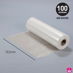 Clear Polythene Layflat Tubing (30% Recycled) (30" (762mm) wide x 128 metres long, 400 gauge thickness. (18 Kg per roll))