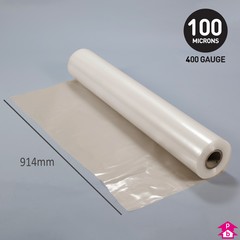 Clear Polythene Layflat Tubing (30% Recycled) (36" (914mm) wide x 107 metres long, 400 gauge thickness. (18 Kg per roll))