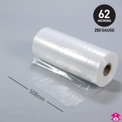 Clear Polythene Layflat Tubing (20" (508mm) wide x 336 metres long, 250 gauge thickness. (20 Kg per roll))