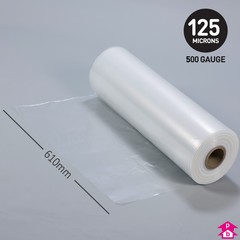 Clear Polythene Layflat Tubing (24" (610mm) wide x 168 metres long, 500 gauge thickness. (24 Kg per roll))
