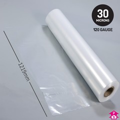 Clear Polythene Layflat Tubing (48" (1219mm) wide x 350 metres long, 120 gauge thickness. (24 Kg per roll))