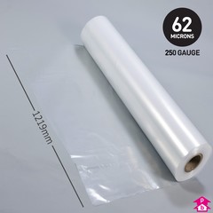 Clear Polythene Layflat Tubing (48" (1219mm) wide x 168 metres long, 250 gauge thickness. (24 Kg per roll))