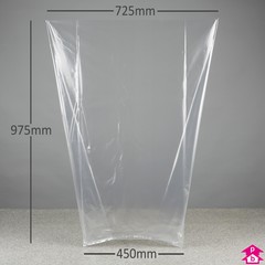 Clear Waste Sack - Extra Long - 450mm opening to 725mm wide x 975mm long, 35 micron thickness. (Approx 90 litres)