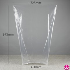 Clear Waste Sack - Heavy Duty & Extra Long (450mm opening to 725mm wide x 975mm long, 50 micron thickness. (Approx 90 litres))