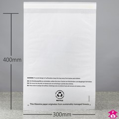 Glassine Paper Safety Bag - Perforated + PWN - Large - 300mm wide x 400mm long, 35gsm thickness (Large)