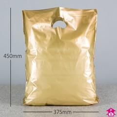 Gold Carrier Bag - Medium (375mm wide x 450mm high x 55 micron thickness, 75mm bottom gusset)