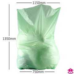 Green Compostable Wheelie Bin Liner (750mm opening to 1150mm wide x 1350mm long, 25 micron thickness. (Approx 270 litres))