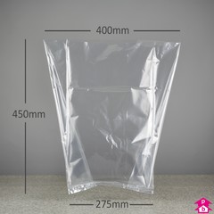 Gusseted Bag (20 Litres) - 30% Recycled (275mm wide with gusset (opening up to 400mm wide) x 450mm long, 40 micron thickness)