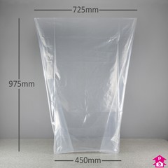 Gusseted Bag (90 Litres) - 30% Recycled (450mm wide with gusset (opening up to 725mm wide) x 975mm long, 40 micron thickness)