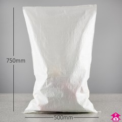 Large white woven polypropylene sack (500mm wide x 750mm long)