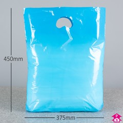 Light Blue Carrier Bag - Medium - 375mm wide x 450mm high x 55 micron thickness, 75mm bottom gusset