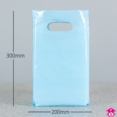 Light Blue Carrier Bag - Small - 200mm wide x 300mm high x 40 micron thickness
