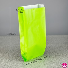 Lime Paper Bag with Gusset - Medium (180mm wide x 60mm gusset x 330mm high, 60gsm)
