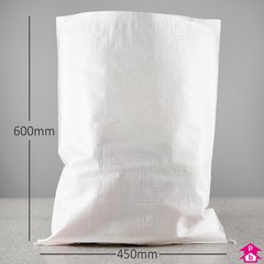 Medium white woven polypropylene sack (450mm wide x 600mm long)
