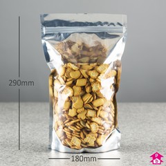 Metallised Stand-Up Pouch (1 litre) (180mm wide x 290mm high, with 90mm bottom gusset. Approx 1000ml volume.)