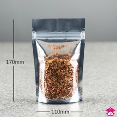 Metallised Stand-Up Pouch (150ml) (110mm wide x 170mm high, with 60mm bottom gusset. Approx 150ml volume.)