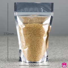 Metallised Stand-Up Pouch (750ml) (160mm wide x 270mm high, with 80mm bottom gusset. Approx 750ml volume.)