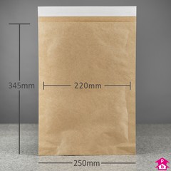 Paper Mailing Bag with Bottom Gusset - Medium - 220mm wide x 345mm long + 40mm gusset, 90 gsm thickness